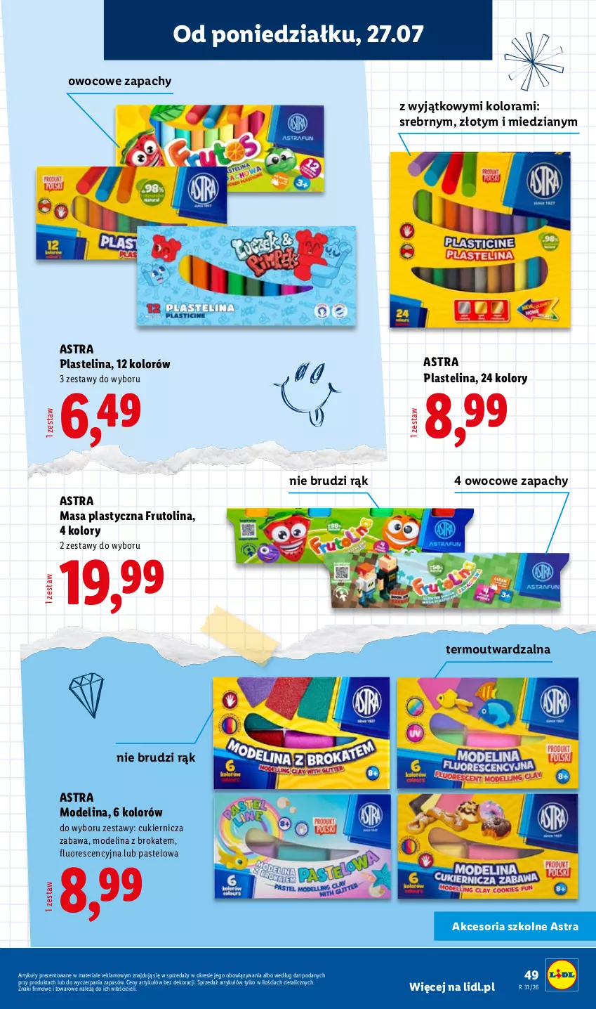 Gazetka promocyjna Lidl - Kompletna wyprawka w megacenach - ważna 11.07 do 31.07.2026 - strona 49 - produkty: Cukier, Outward, Plastelina