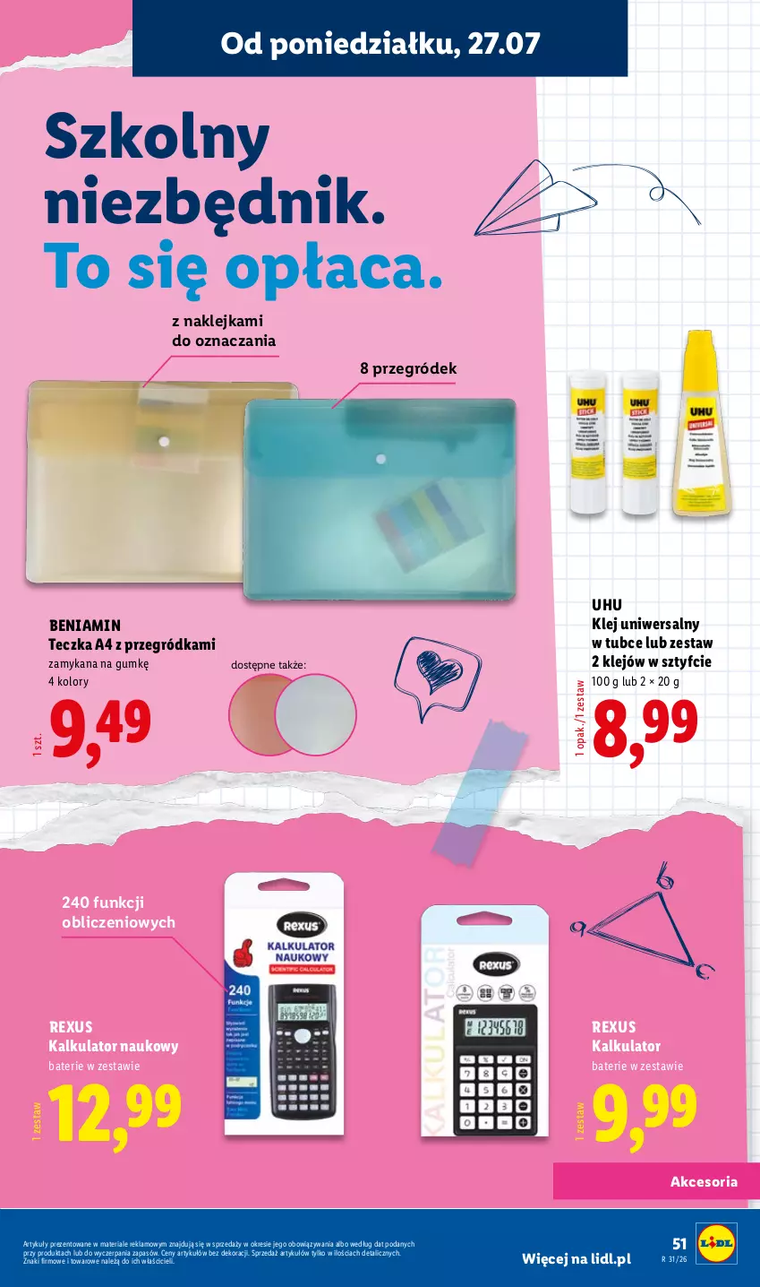Gazetka promocyjna Lidl - Kompletna wyprawka w megacenach - ważna 11.07 do 31.07.2026 - strona 51 - produkty: Klej, UHU