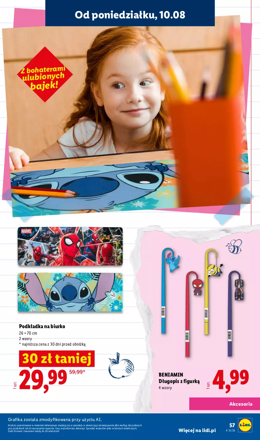 Gazetka promocyjna Lidl - Kompletna wyprawka w megacenach - ważna 11.07 do 31.07.2026 - strona 57 - produkty: Biurko, Długopis, Gra, Grafika, Podkład, Podkładka, Tera