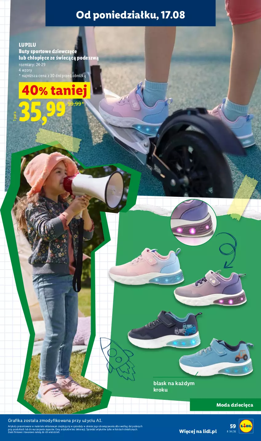 Gazetka promocyjna Lidl - Kompletna wyprawka w megacenach - ważna 11.07 do 31.07.2026 - strona 59 - produkty: Buty, Dzieci, Gra, Grafika, Moda, Por, Sport