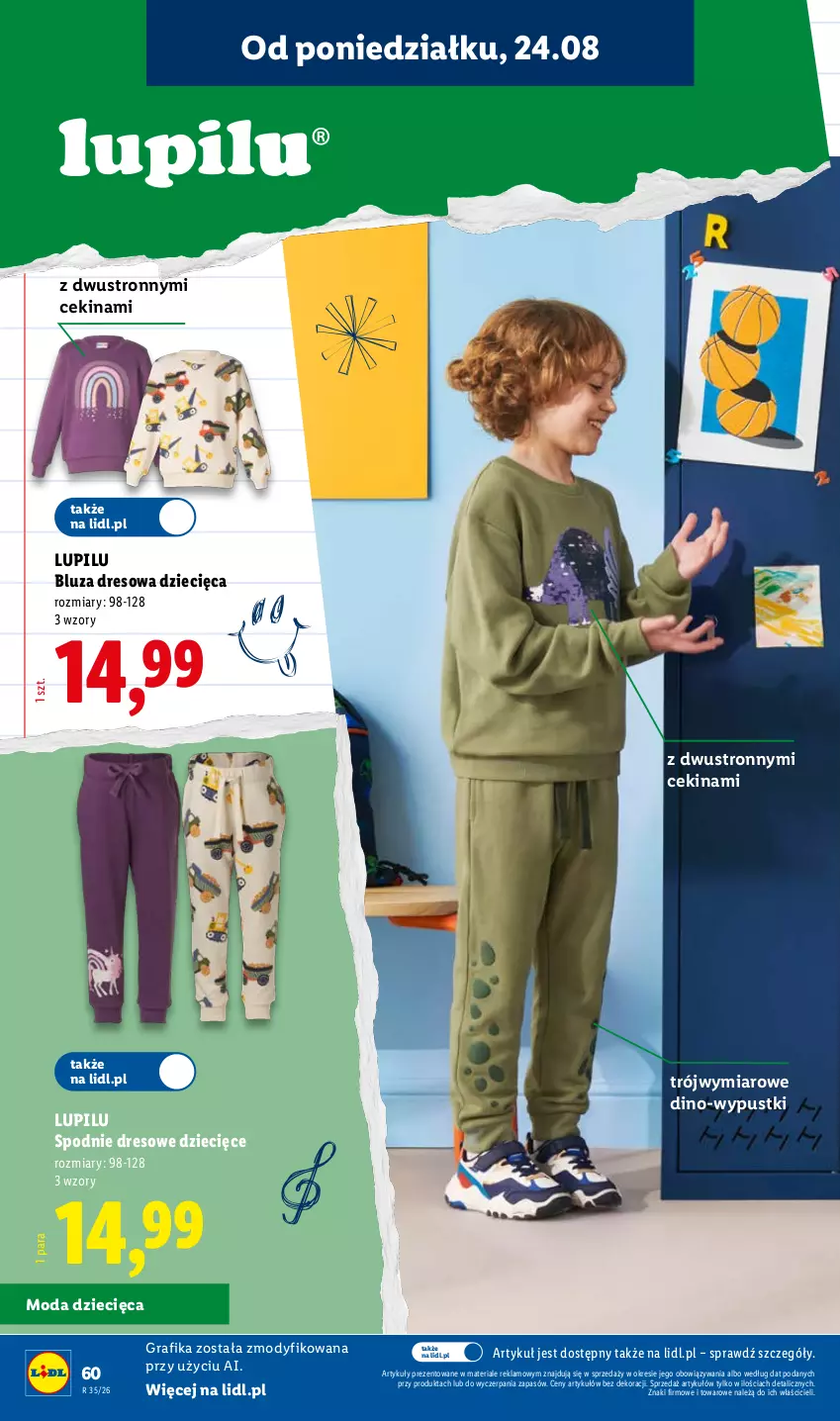 Gazetka promocyjna Lidl - Kompletna wyprawka w megacenach - ważna 11.07 do 31.07.2026 - strona 60 - produkty: Bluza, Bluza dresowa, Dres, Dzieci, Gra, Grafika, Moda, Spodnie, Spodnie dresowe