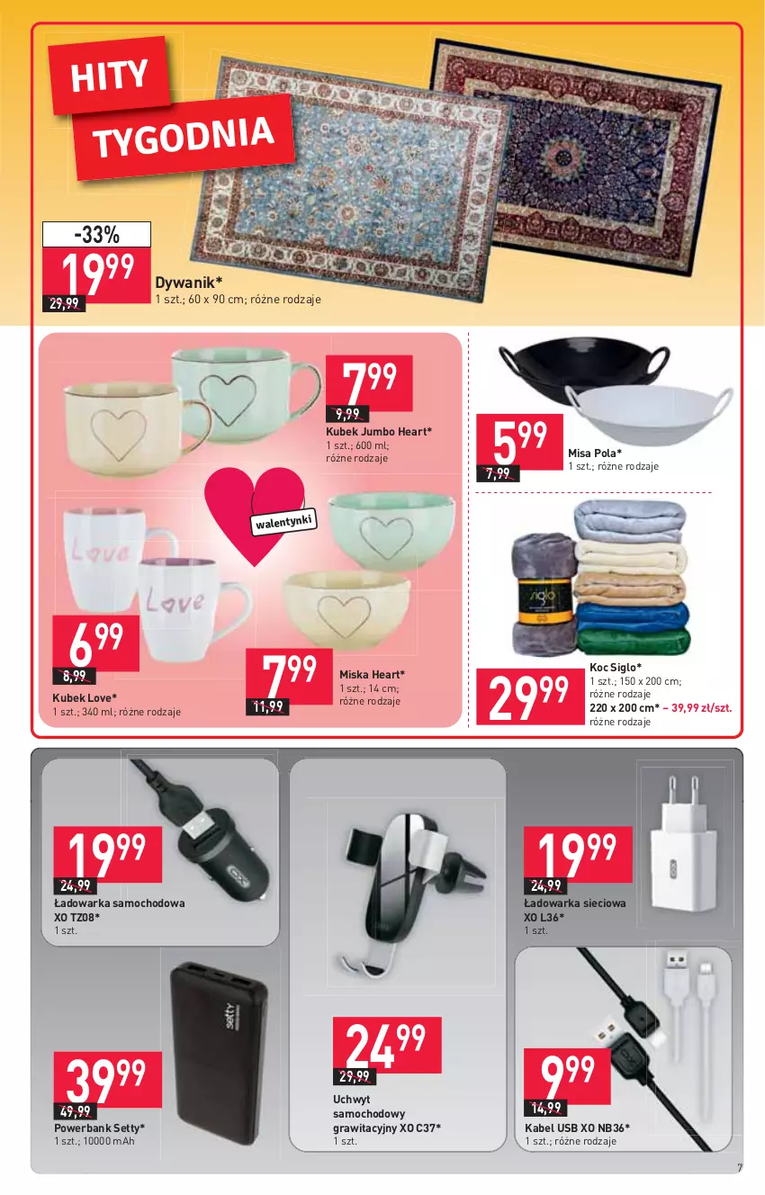 Gazetka promocyjna Stokrotka - Market - ważna 11.02 do 17.02.2021 - strona 7 - produkty: Dywan, Dywanik, Gra, Kabel USB, Koc, Kubek, Miska, Powerbank, Warka