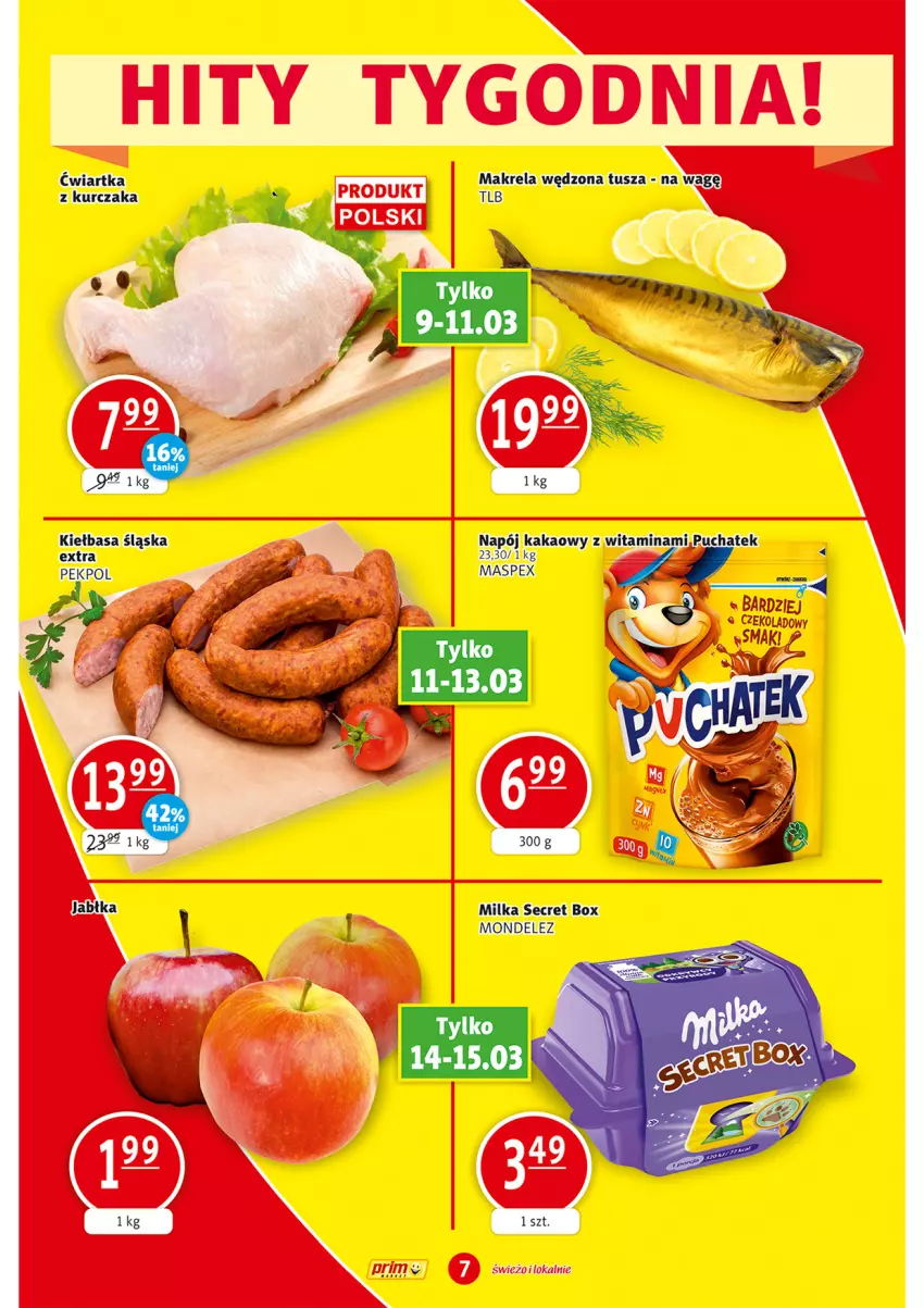 Gazetka promocyjna Prim Market - ważna 09.03 do 15.03.2023 - strona 7 - produkty: Kakao, Kiełbasa, Kiełbasa śląska, Kurczak, Milka, Napój, Pekpol, Tusz