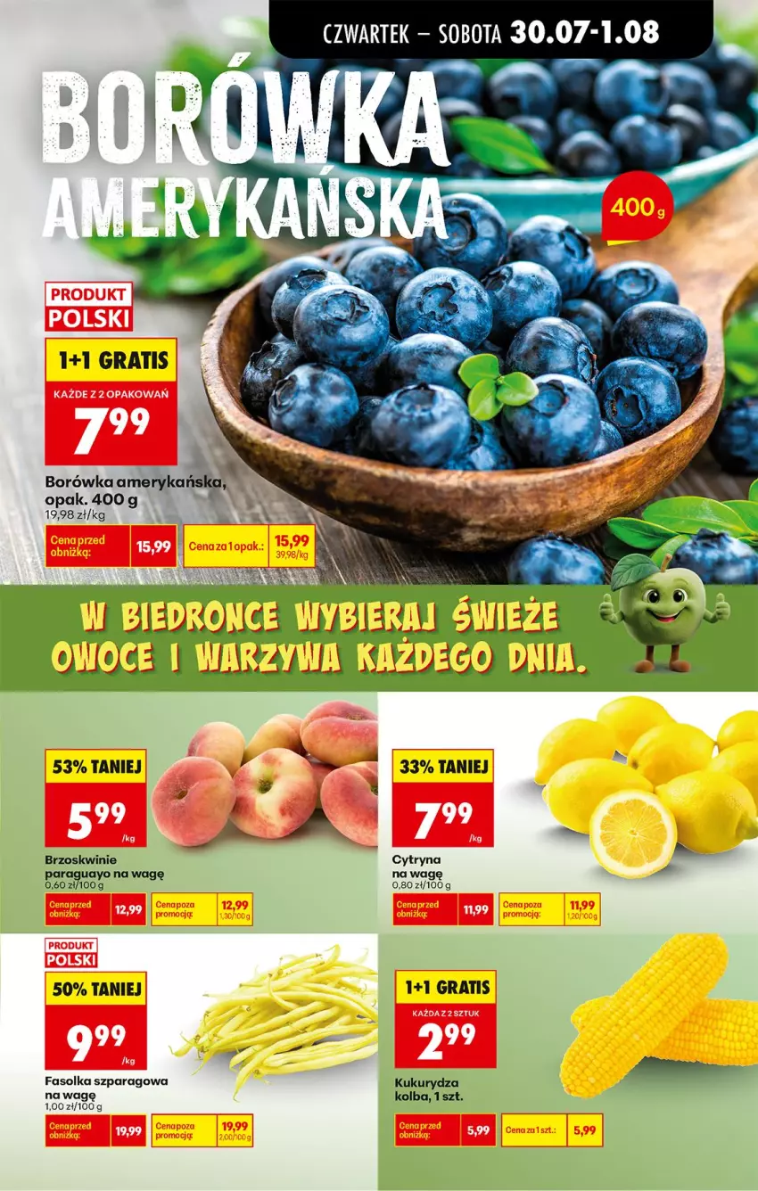 Gazetka promocyjna Biedronka - Od Czwartku - ważna 30.07 do 01.08.2026 - strona 23 - produkty: Borówka, Brzoskwinie, Fa, Gra, Kukurydza