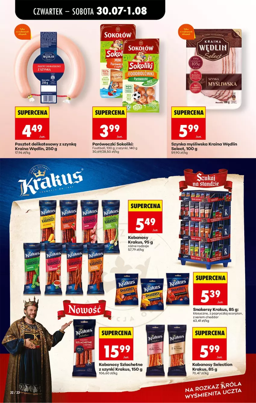 Gazetka promocyjna Biedronka - Od Czwartku - ważna 30.07 do 01.08.2026 - strona 44 - produkty: Cheddar, Kabanos, Krakus, Pasztet, Ser, Sok, Szynka