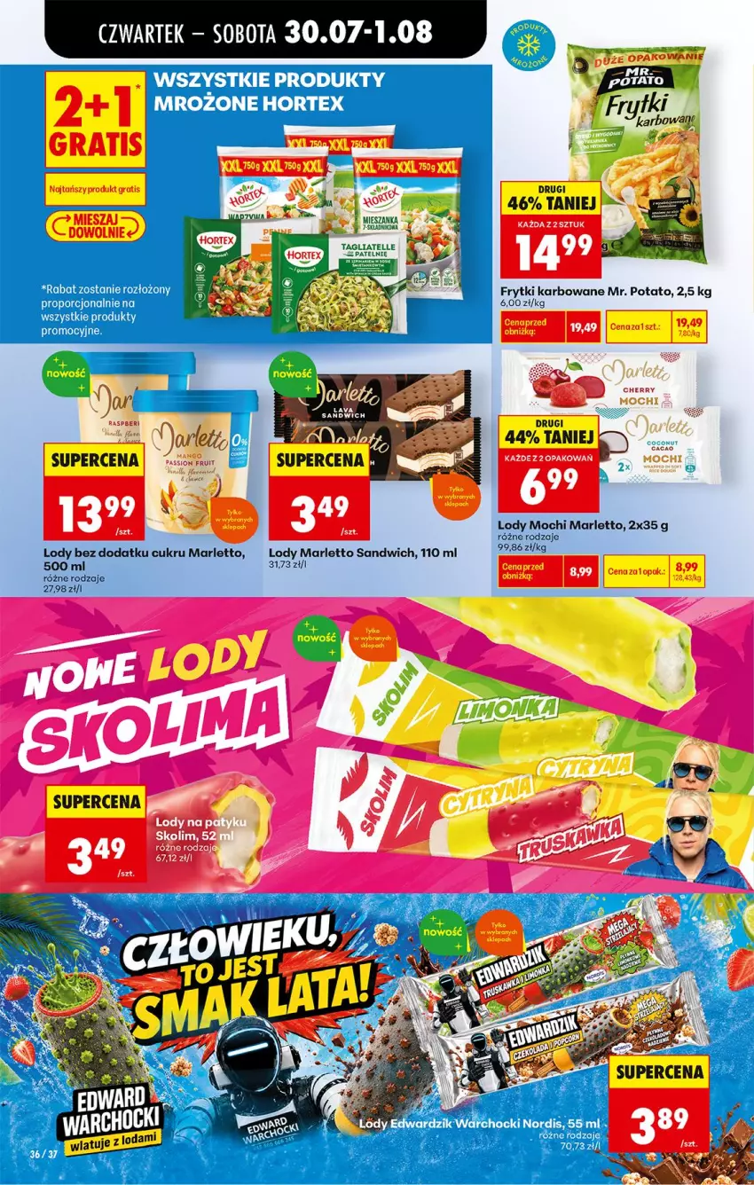 Gazetka promocyjna Biedronka - Od Czwartku - ważna 30.07 do 01.08.2026 - strona 50 - produkty: Frytki, Hortex, Lody, Por, Produkty mrożone, Tagliatelle