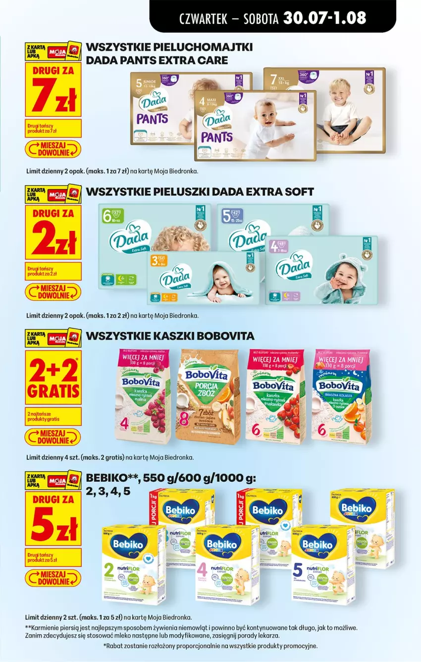 Gazetka promocyjna Biedronka - Od Czwartku - ważna 30.07 do 01.08.2026 - strona 73 - produkty: Dada, Karmi, Majtki, Mleko, O nas, Pieluchomajtki, Por