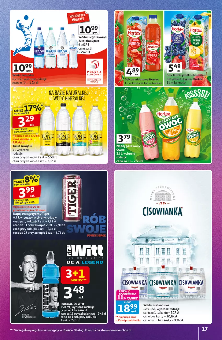 Gazetka promocyjna Auchan - Znane marki duży wybór Hipermarket - ważna 16.10 do 22.10.2025 - strona 17 - produkty: Cisowianka, Por, Sport, Woda, Woda niegazowana