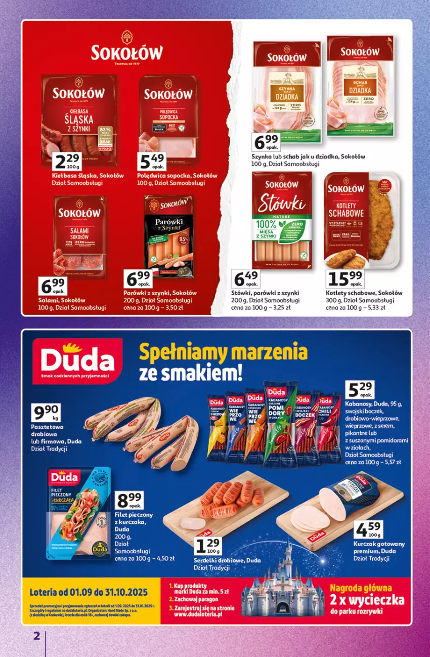 Gazetka promocyjna Auchan - Znane marki duży wybór Hipermarket - ważna 16.10 do 22.10.2025 - strona 2 - produkty: Boczek, Duda, Kabanos, Kotlet, Parówki, Parówki z szynki, Pasztet, Piec, Ser, Sok, Sokołów, Szynka