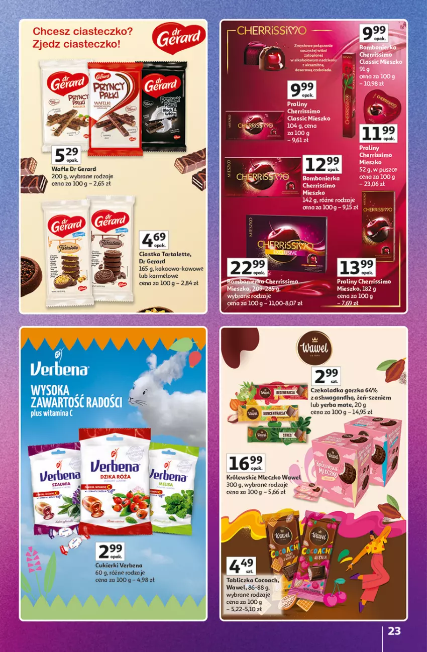 Gazetka promocyjna Auchan - Znane marki duży wybór Hipermarket - ważna 16.10 do 22.10.2025 - strona 23 - produkty: Aksam, Ciastka, Cukier, Cukierki, Dr Gerard, Dzika róża, Fa, Kakao, Królewski, Królewskie Mleczko, Mleczko, Praliny, Róża, Tarta, Wafle, Waga, Wawel