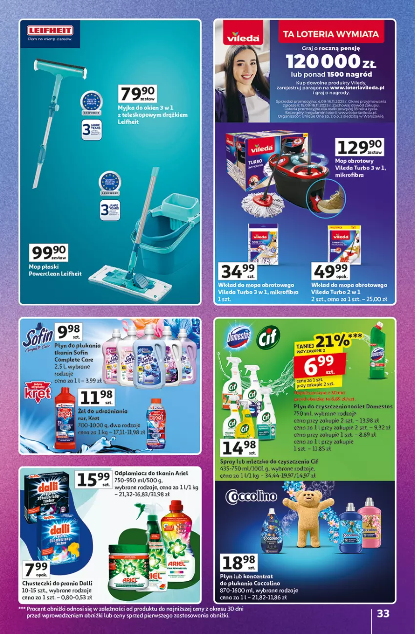 Gazetka promocyjna Auchan - Znane marki duży wybór Hipermarket - ważna 16.10 do 22.10.2025 - strona 33 - produkty: Ariel, Chusteczki, Chusteczki do prania, Coccolino, Gra, Mop, Odplamiacz, Teleskop, Vileda, Wkład do mopa