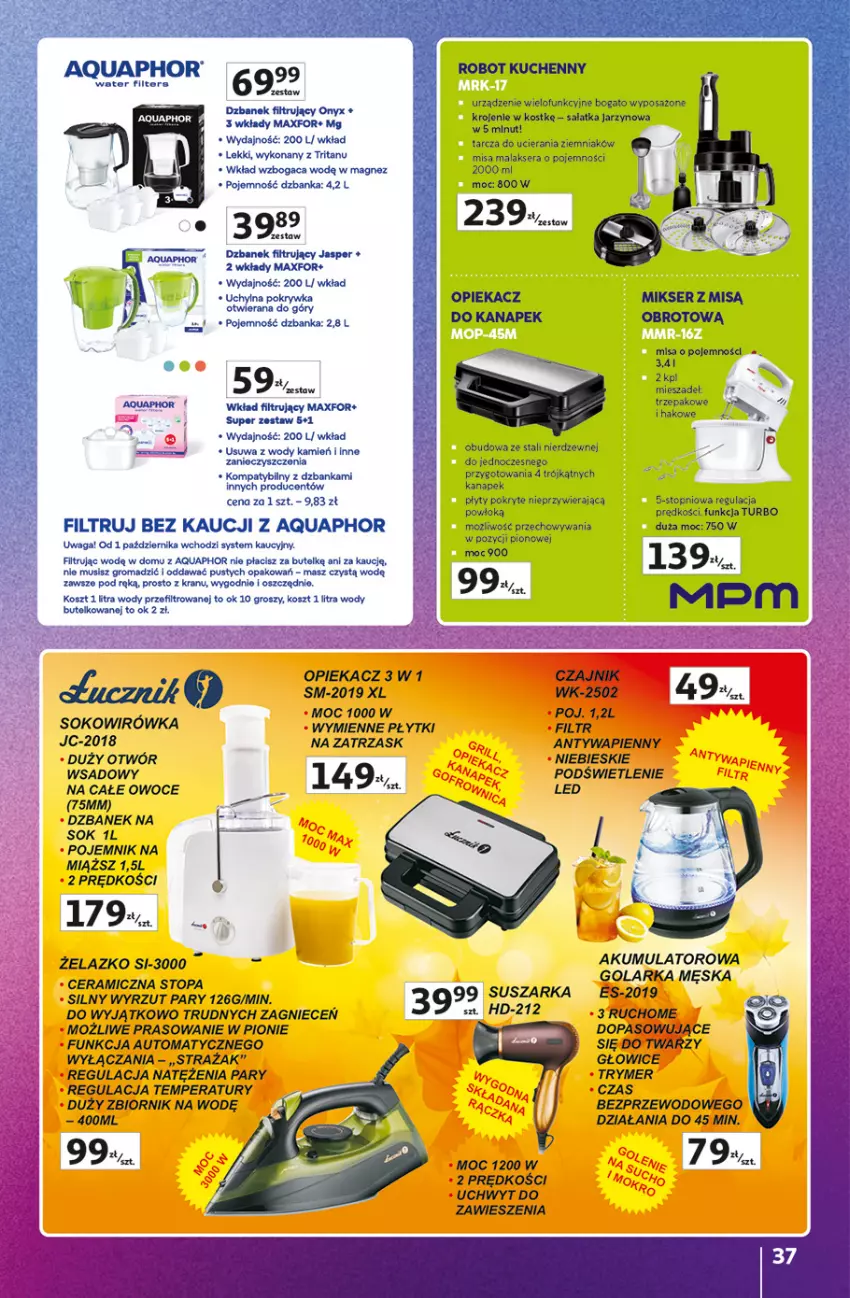 Gazetka promocyjna Auchan - Znane marki duży wybór Hipermarket - ważna 16.10 do 22.10.2025 - strona 37 - produkty: Akumulator, Aquaphor, Czajnik, Dior, Dzbanek, Dzbanek filtrujący, Kosz, Magnez, Mus, Owoce, Pojemnik, Ryż, Sałat, Sałatka, Ser, Sok, Suszarka, Top, Urządzenie wielofunkcyjne, Waga, Wkład filtrujący