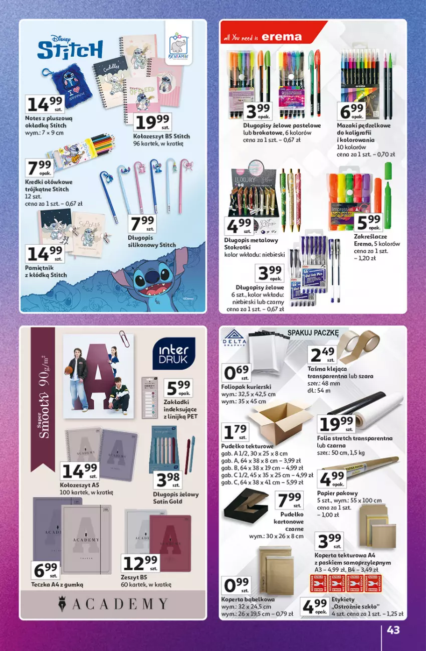 Gazetka promocyjna Auchan - Znane marki duży wybór Hipermarket - ważna 16.10 do 22.10.2025 - strona 43 - produkty: Długopis, Gra, Klej, Kosz, Mop, Pamiętnik, Papier, Pudełko, Sati, Tran