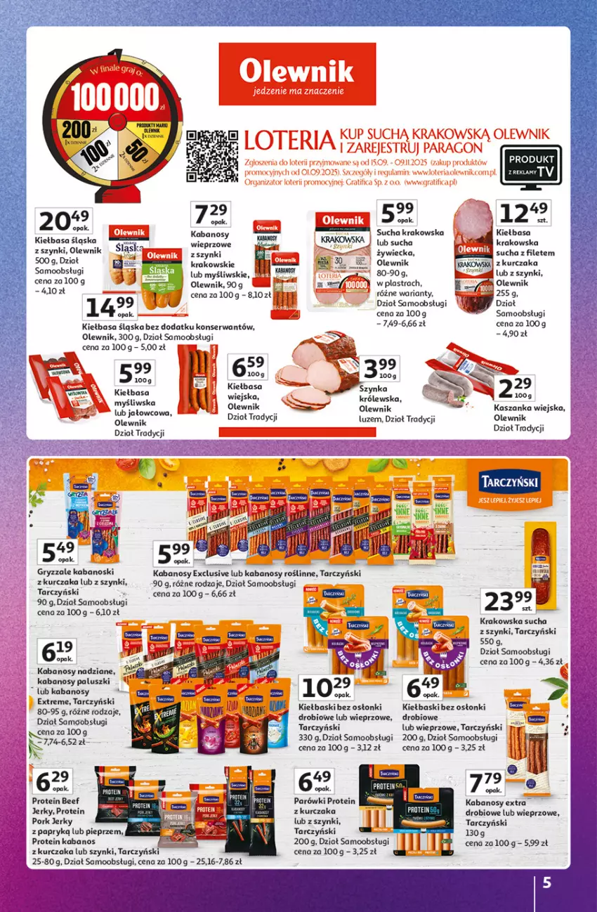 Gazetka promocyjna Auchan - Znane marki duży wybór Hipermarket - ważna 16.10 do 22.10.2025 - strona 5 - produkty: Gry, Jerky, Kabanos, Kaki, Kasza, Kaszanka, Kiełbasa, Kiełbasa śląska, Kurczak, Olewnik, Parówki, Pieprz, Por, Ser, Tarczyński