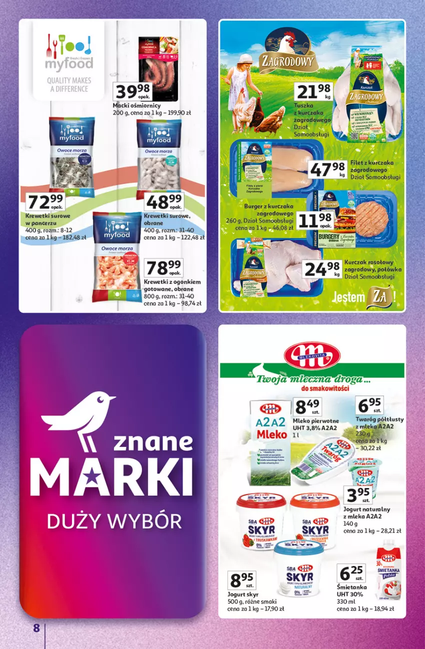 Gazetka promocyjna Auchan - Znane marki duży wybór Hipermarket - ważna 16.10 do 22.10.2025 - strona 8 - produkty: Jogurt, Jogurt naturalny, Krewetki, Miecz, Ser, Twaróg, Twaróg półtłusty