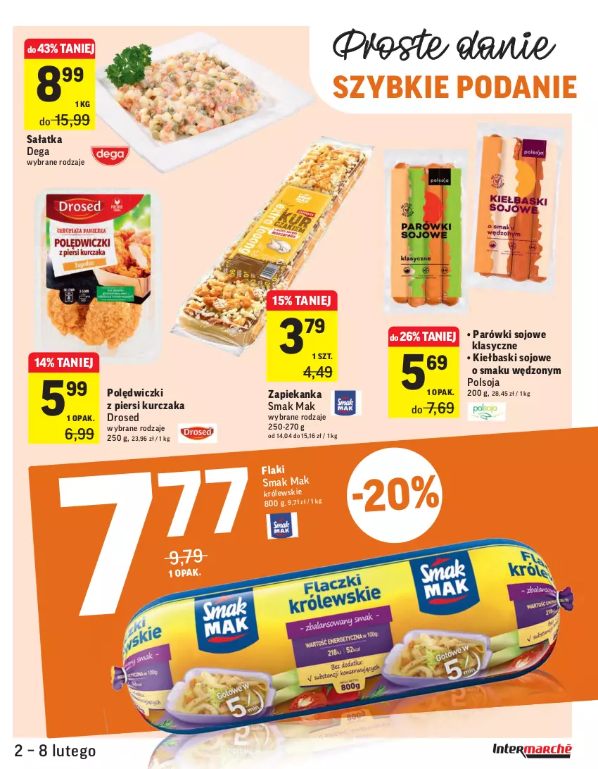 Gazetka promocyjna Intermarche - Świeżo tanio - ważna 02.02 do 09.02.2021 - strona 21 - produkty: Dega, Flaki, Kurczak, Parówki, Sałat, Sałatka, Zapiekanka