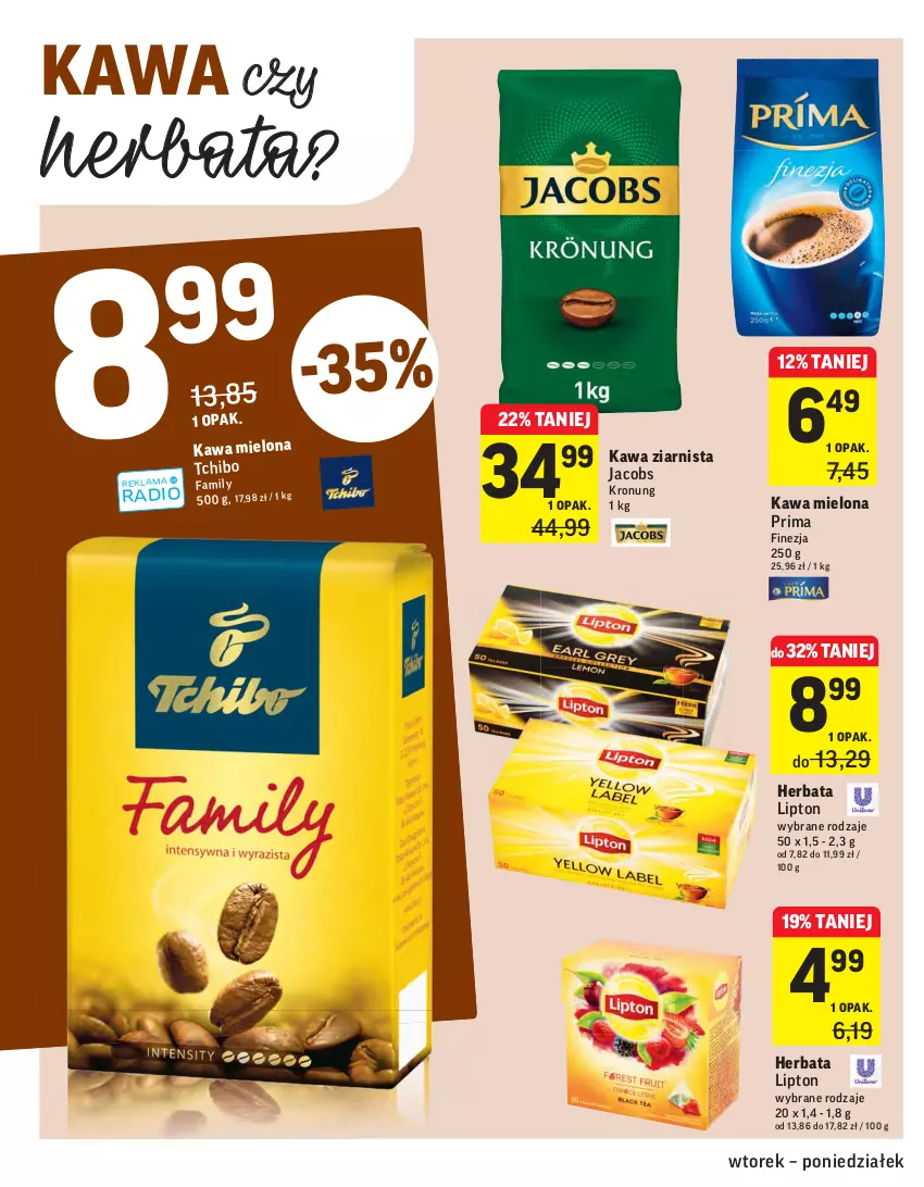 Gazetka promocyjna Intermarche - Świeżo tanio - ważna 02.02 do 09.02.2021 - strona 24 - produkty: Fa, Herbata, Jacobs, Kawa, Kawa mielona, Kawa ziarnista, Lipton, Prima, Tchibo