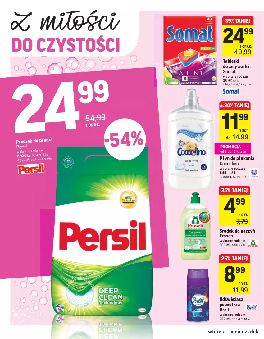 Gazetka promocyjna Intermarche - Świeżo tanio - ważna 02.02 do 09.02.2021 - strona 34 - produkty: Coccolino, Frosch, Odświeżacz powietrza, Persil, Płyn do płukania, Proszek do prania, Somat, Tablet, Tabletki do zmywarki, Zmywarki