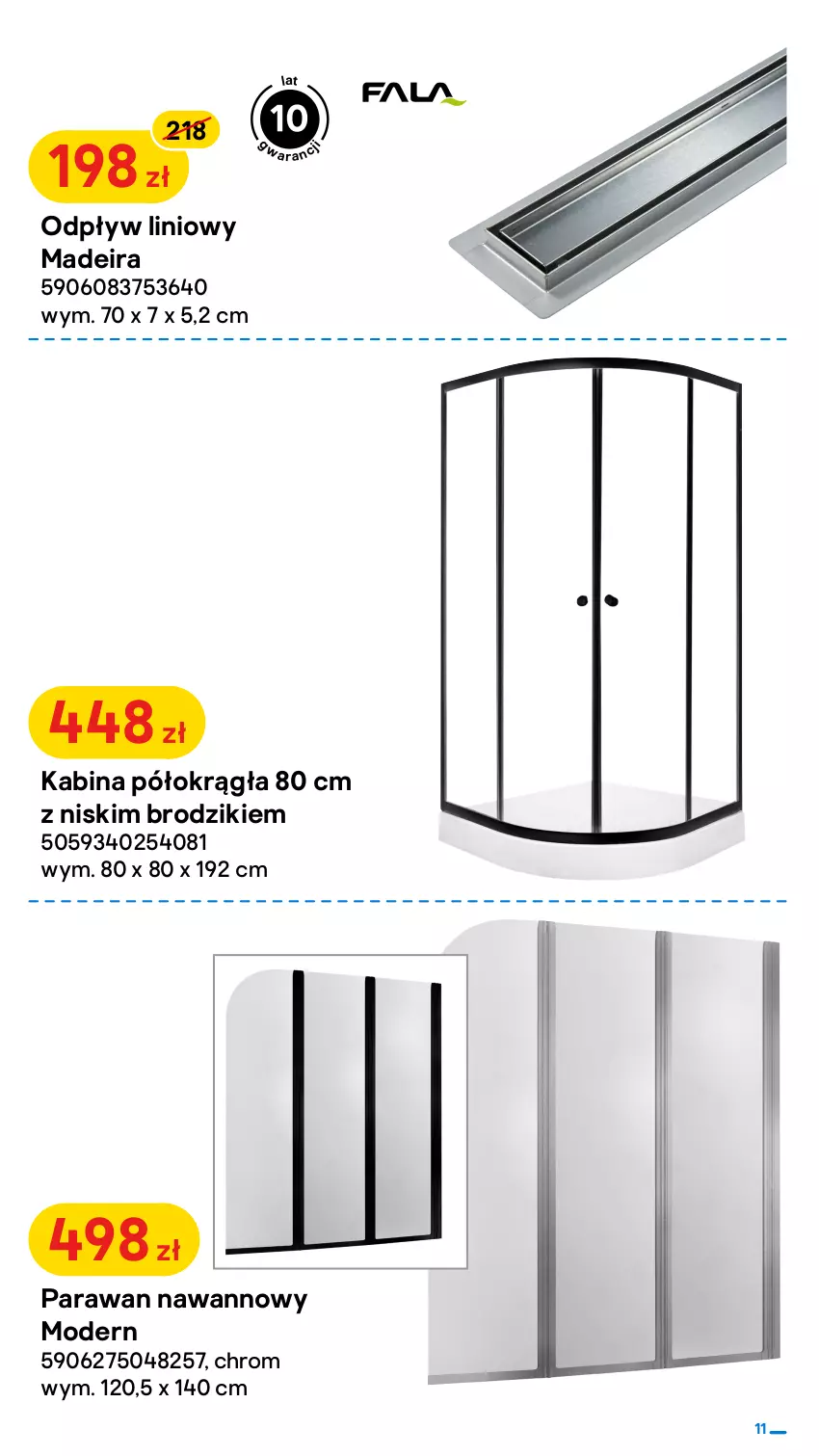 Gazetka promocyjna Castorama - Gazetka Castorama - ważna 19.01 do 06.02.2022 - strona 11 - produkty: Brodzik, Brodzik akrylowy, Kabina półokrągła, Parawan nawannowy