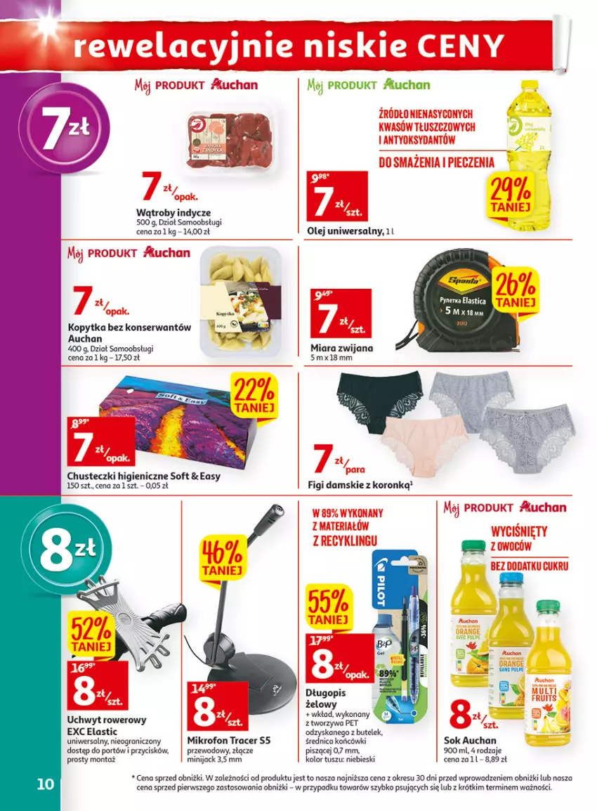 Gazetka promocyjna Auchan - Gazetka Wielkie majowe odkrycia cenowe część #4 Hipermarket Auchan - ważna 18.05 do 27.05.2023 - strona 10 - produkty: Acer, Chusteczki, Długopis, Figi, Gra, Kopytka, Mikrofon, O nas, Olej, Por, Ser, Sok, Tusz