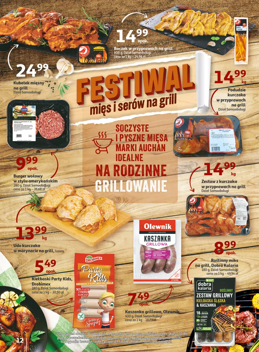 Gazetka promocyjna Auchan - Gazetka Wielkie majowe odkrycia cenowe część #4 Hipermarket Auchan - ważna 18.05 do 27.05.2023 - strona 12 - produkty: Burger, Drobimex, Grill, Kasza, Kaszanka, Kurczak