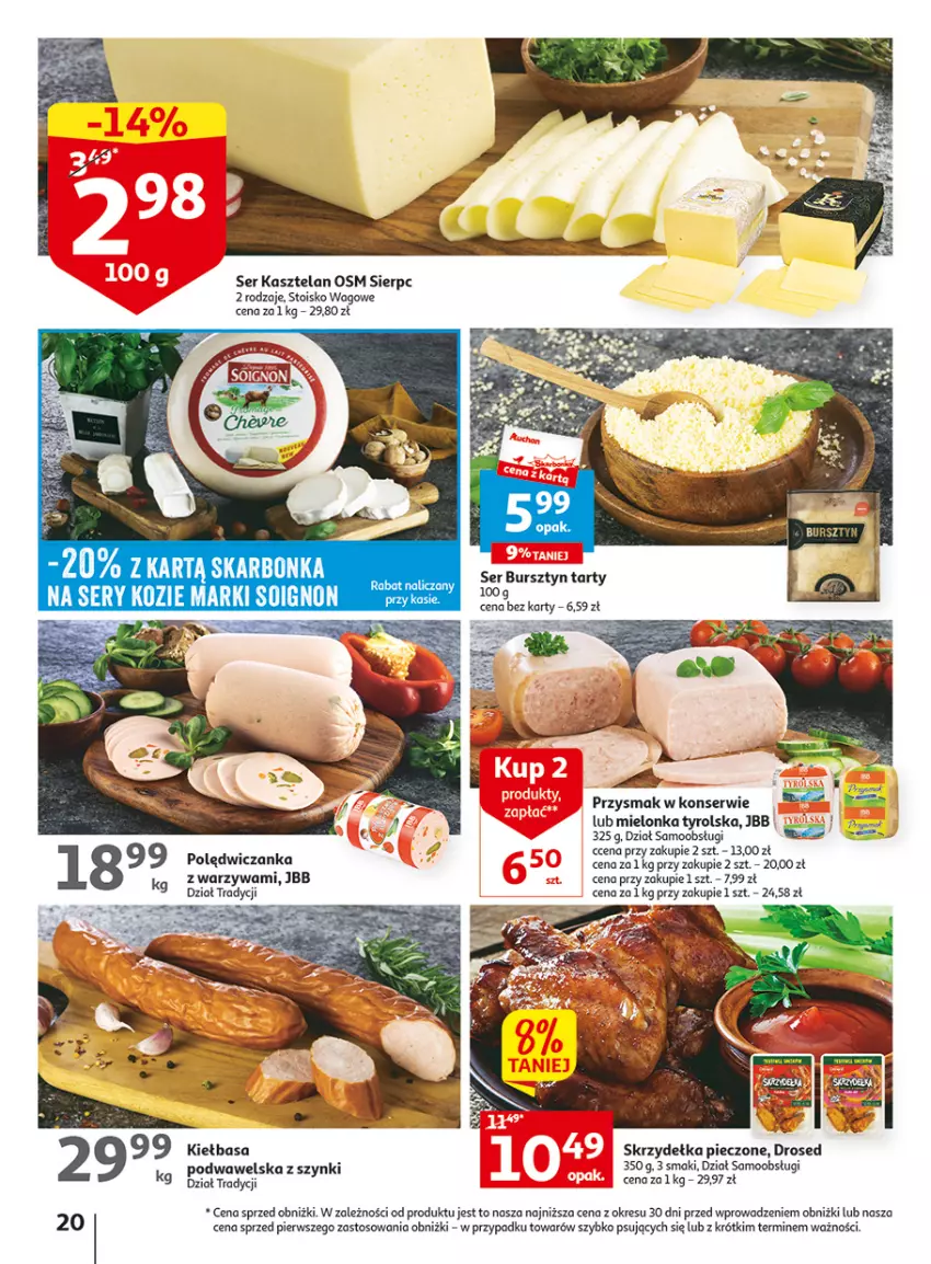 Gazetka promocyjna Auchan - Gazetka Wielkie majowe odkrycia cenowe część #4 Hipermarket Auchan - ważna 18.05 do 27.05.2023 - strona 20 - produkty: Bursztyn, Kasztelan, Kiełbasa, Mielonka tyrolska, O nas, Piec, Ser, Ser Kasztelan, Warzywa, Wawel