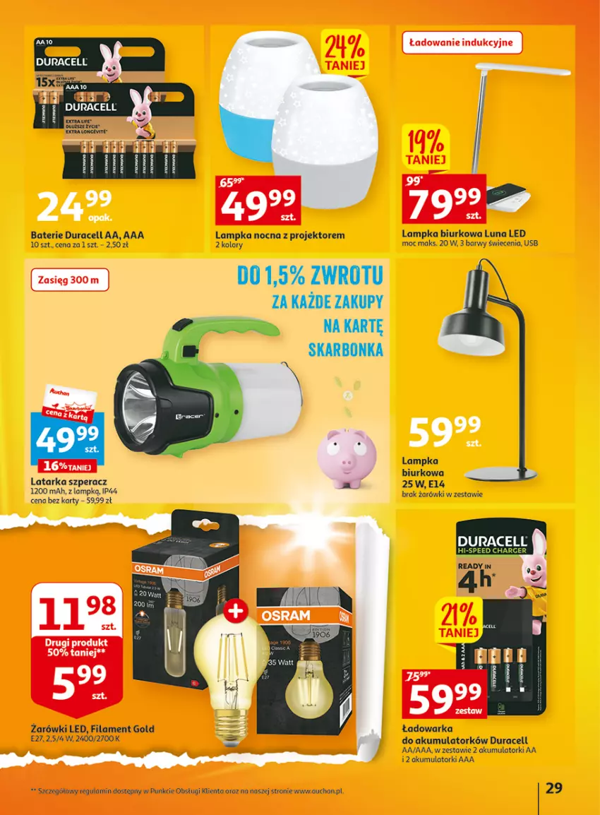 Gazetka promocyjna Auchan - Gazetka Wielkie majowe odkrycia cenowe część #4 Hipermarket Auchan - ważna 18.05 do 27.05.2023 - strona 29 - produkty: Akumulator, Biurko, Duracell, Latarka, Tarka, Warka