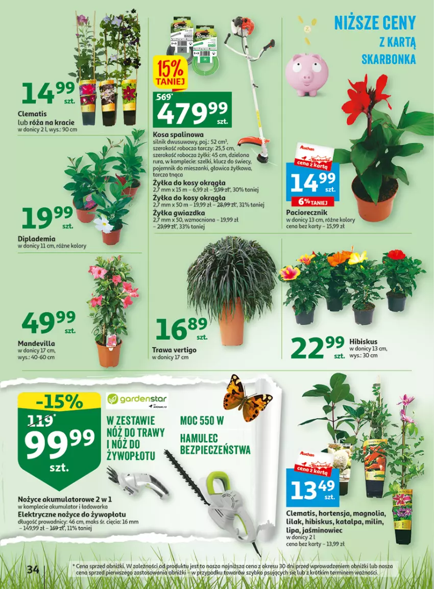 Gazetka promocyjna Auchan - Gazetka Wielkie majowe odkrycia cenowe część #4 Hipermarket Auchan - ważna 18.05 do 27.05.2023 - strona 34 - produkty: Akumulator, Hibiskus, Noż, Nożyce, O nas, Piec, Pojemnik, Róża, Rura, Tarcza tnąca, Warka