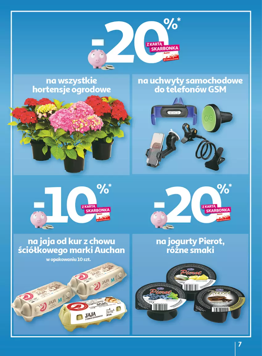 Gazetka promocyjna Auchan - Gazetka Wielkie majowe odkrycia cenowe część #4 Hipermarket Auchan - ważna 18.05 do 27.05.2023 - strona 7 - produkty: Jaja, Jogurt, Telefon, Uchwyty