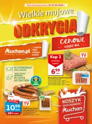 Gazetka promocyjna Auchan - Gazetka Wielkie majowe odkrycia cenowe część #4 Hipermarket Auchan - Gazetka - ważna od 27.05 do 27.05.2023 - strona 1 - produkty: Mięso mielone, Mięso mielone z łopatki wieprzowej, Frankfurterki, Mięso