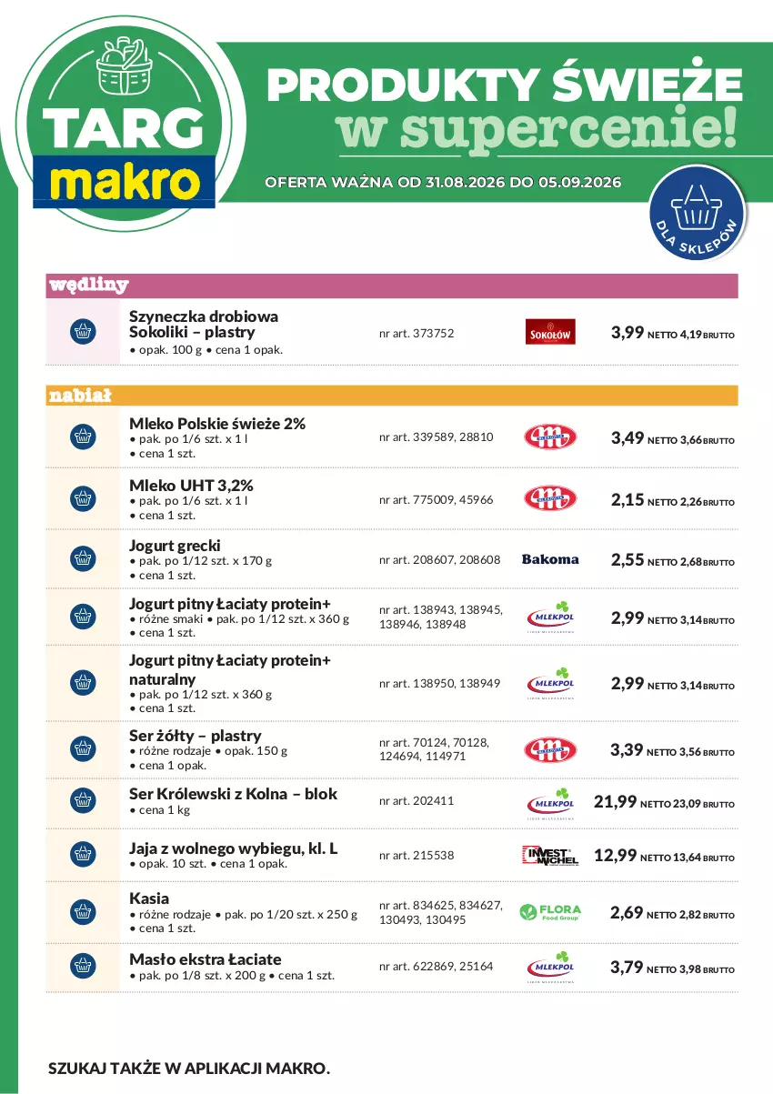 Gazetka promocyjna Makro - Targ MAKRO - oferta świeża w super cenach! - ważna 31.08 do 05.09.2026 - strona 7 - produkty: Jaja, Jaja z wolnego wybiegu, Jogurt, Jogurt pitny, Kasia, Królewski, Masło, Mleko, Ser, Sok