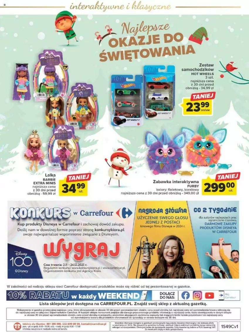 Gazetka promocyjna Carrefour - ważna 04.12 do 24.12.2023 - strona 10 - produkty: Barbie, Chodzik, Disney, Fa, Gra, Hot Wheels, Lalka, Tera, Zabawka
