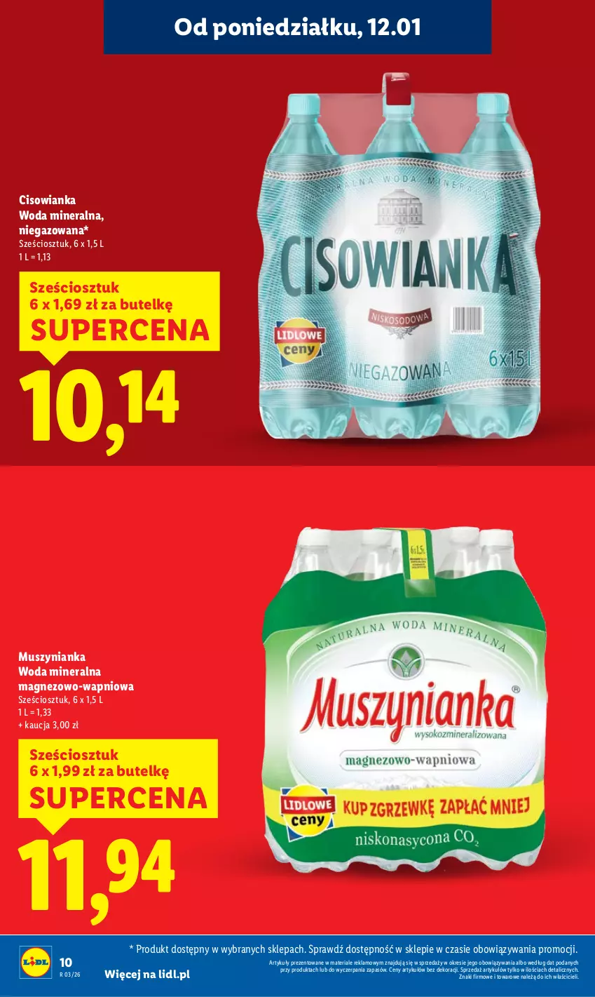 Gazetka promocyjna Lidl - GAZETKA - ważna 12.01 do 14.01.2026 - strona 10 - produkty: Cisowianka, Magnez, Mus, Muszynianka, Woda, Woda mineralna