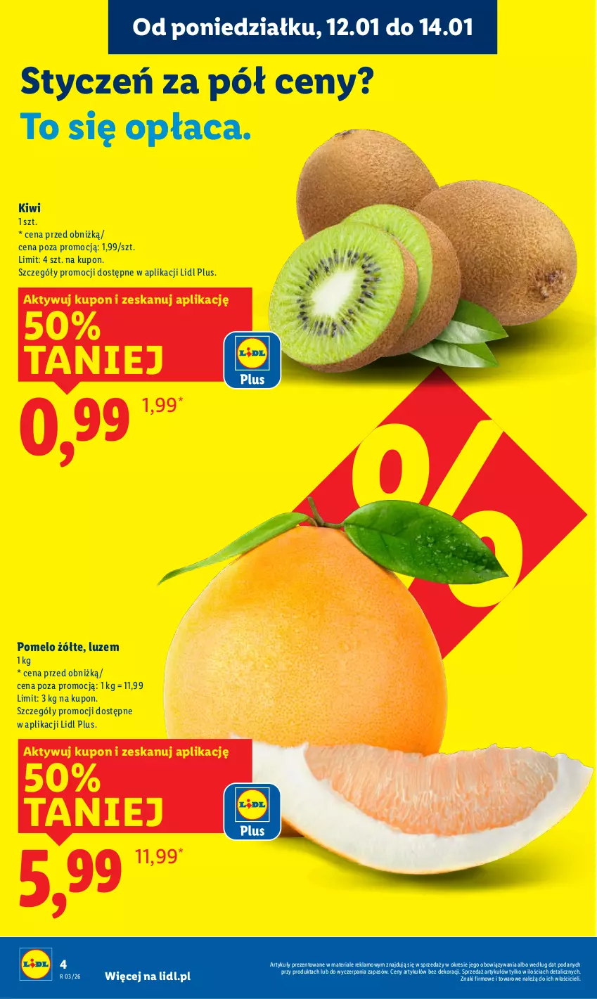 Gazetka promocyjna Lidl - GAZETKA - ważna 12.01 do 14.01.2026 - strona 4 - produkty: Kiwi, Pomelo