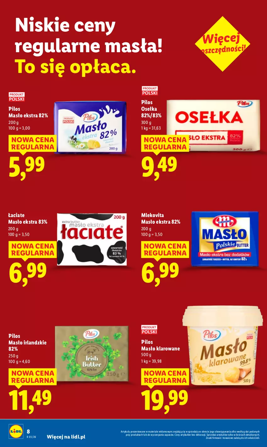 Gazetka promocyjna Lidl - GAZETKA - ważna 12.01 do 14.01.2026 - strona 8 - produkty: Masło, Masło klarowane, Mleko, Mlekovita, Pilos