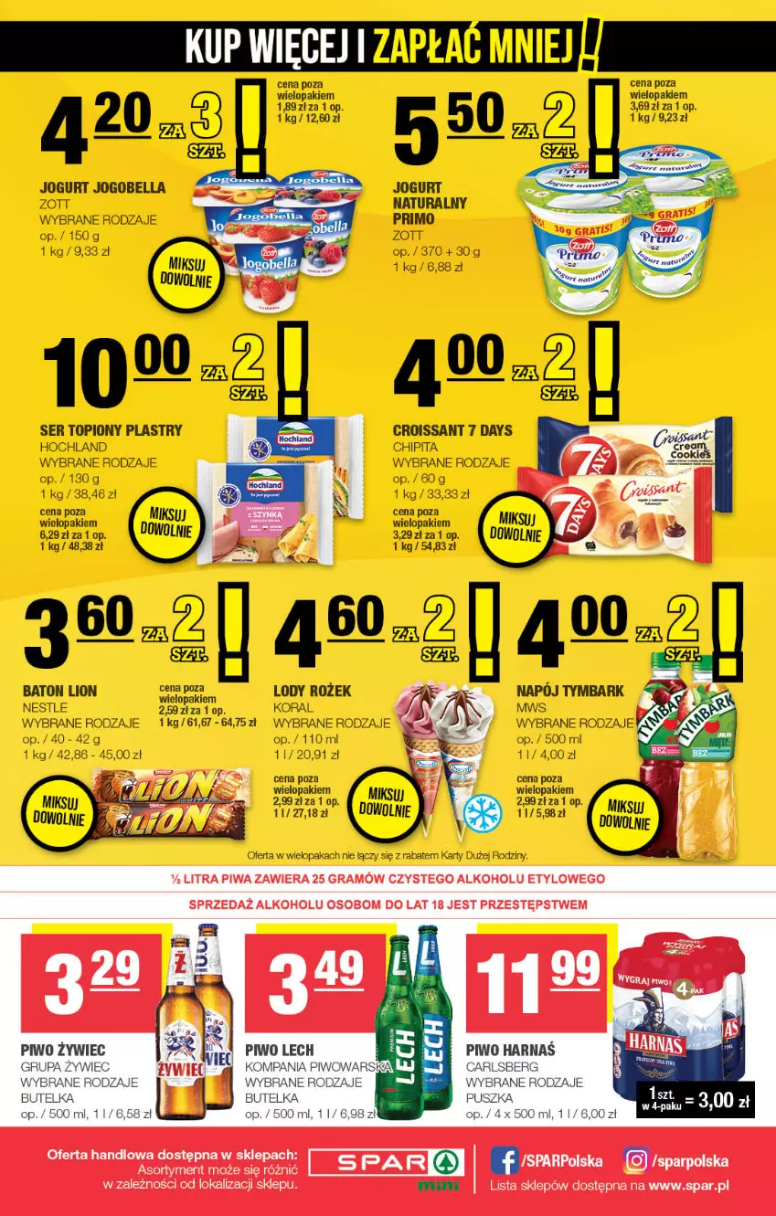 Gazetka promocyjna Spar - Spar-Mini - ważna 02.06 do 12.06.2024 - strona 4 - produkty: 7 Days, Baton, Bell, Bella, Croissant, Gra, Hochland, Jogobella, Jogurt, Lion, Piwa, Ser, Ser topiony, Top, Zott