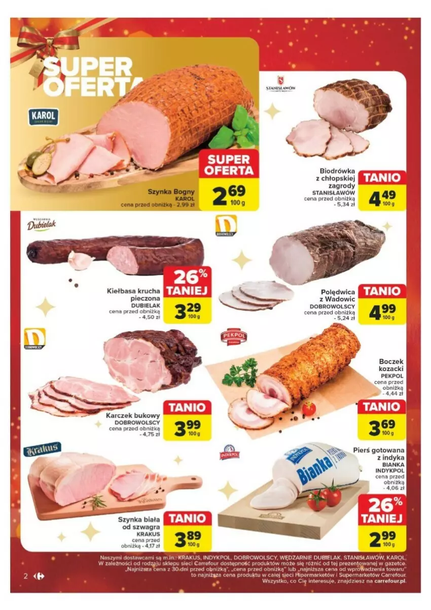 Gazetka promocyjna Carrefour - ważna 16.12 do 24.12.2024 - strona 12 - produkty: Bianka, Boczek, Gra, Isla, Kiełbasa, Kiełbasa krucha, Krakus, Pekpol, Polędwica, Szynka, Szynka biała