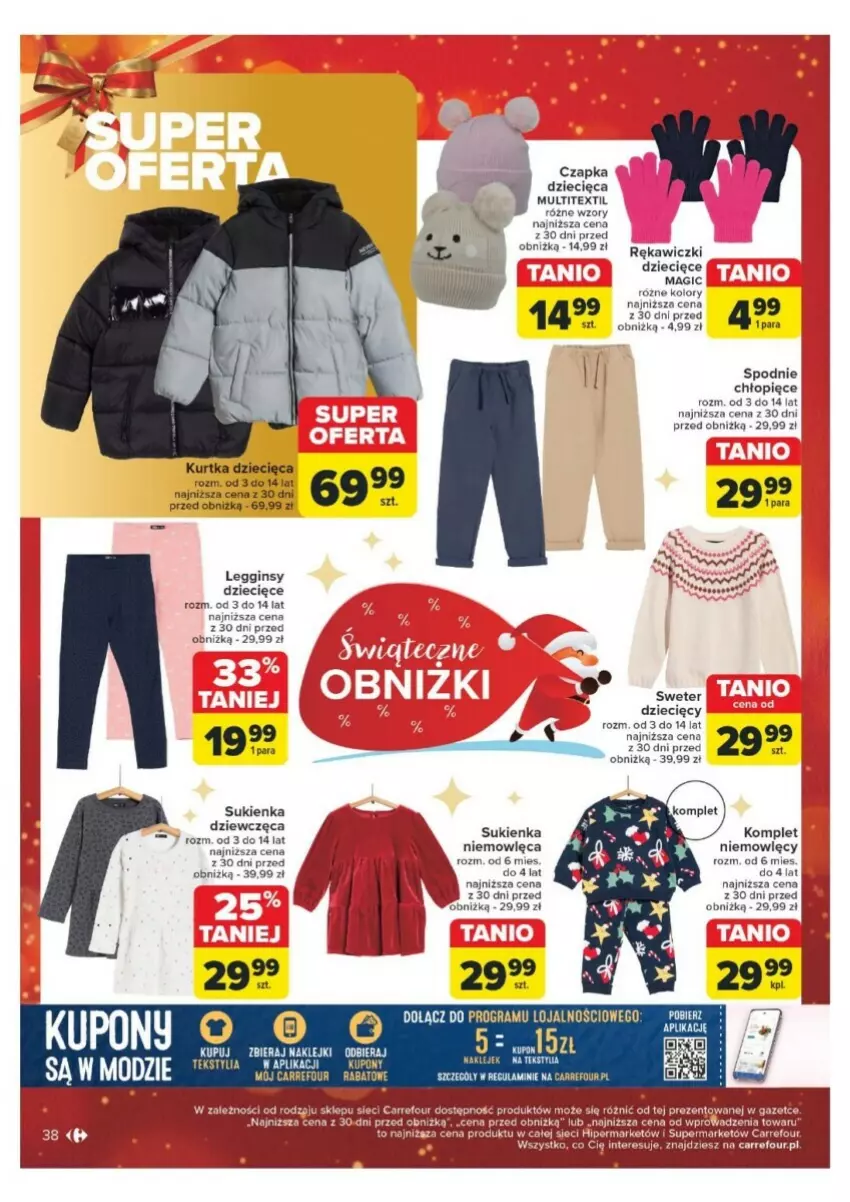 Gazetka promocyjna Carrefour - ważna 16.12 do 24.12.2024 - strona 32 - produkty: Czapka, Dzieci, Gin, Gra, Klej, Kurtka, Kurtka dziecięca, Legginsy, Spodnie, Sukienka, Sweter