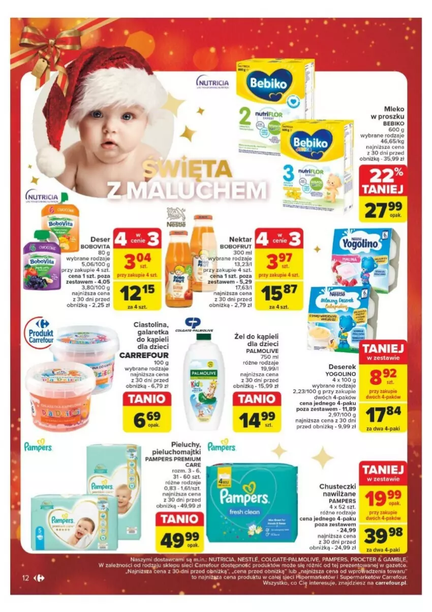 Gazetka promocyjna Carrefour - ważna 16.12 do 24.12.2024 - strona 4 - produkty: Bebiko, Bobofrut, BoboVita, Chusteczki, Colgate, Deser, Dzieci, LG, Majtki, Nektar, Palmolive, Pampers, Pieluchomajtki, Pieluchy, Ser, Serek