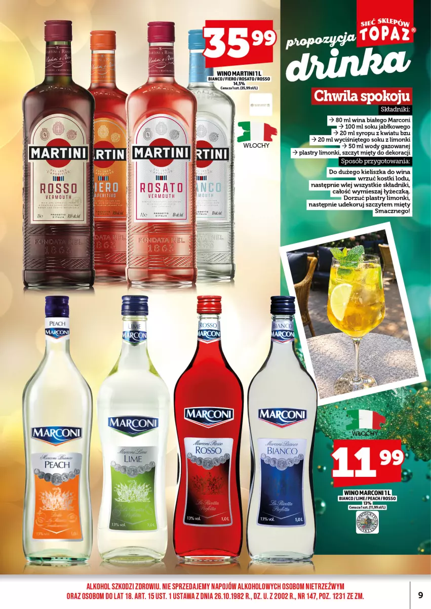 Gazetka promocyjna Topaz - Gazetka - ważna 01.10 do 15.10.2026 - strona 11 - produkty: Martini, Sok, Syrop, Vermouth, Wino