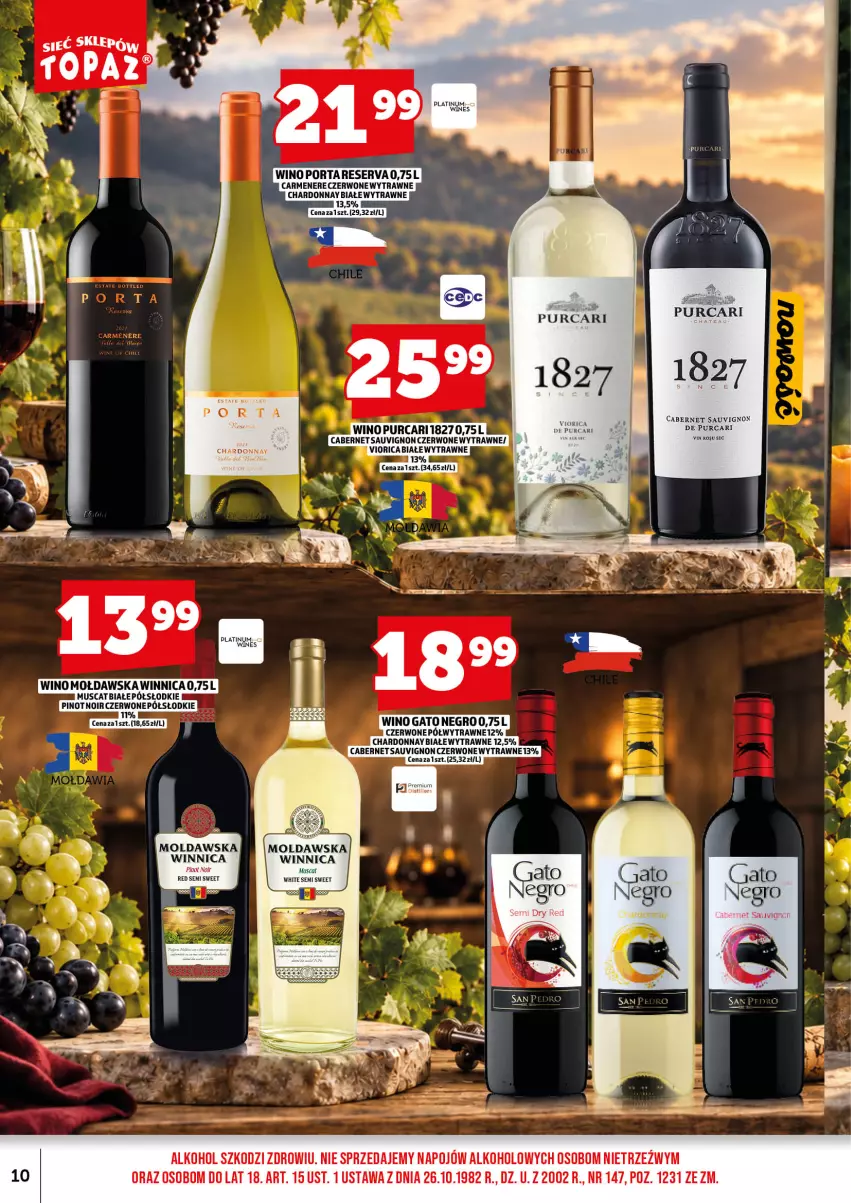 Gazetka promocyjna Topaz - Gazetka - ważna 01.10 do 15.10.2026 - strona 12 - produkty: Cabernet Sauvignon, Chardonnay, Fa, Mus, Por, Pur, Ser, Top, Wino