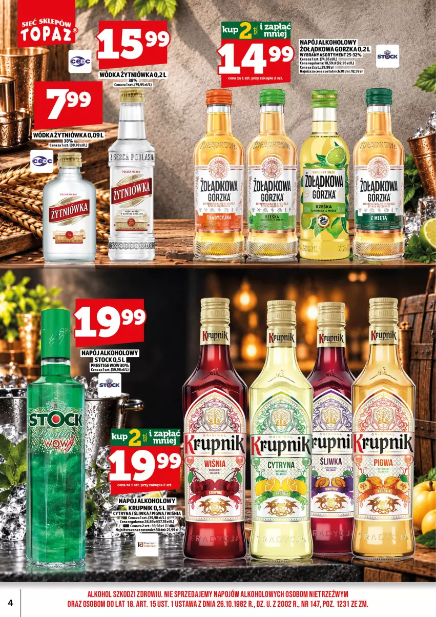 Gazetka promocyjna Topaz - Gazetka - ważna 01.10 do 15.10.2026 - strona 6 - produkty: Krupnik, Napój, Stock, Wódka