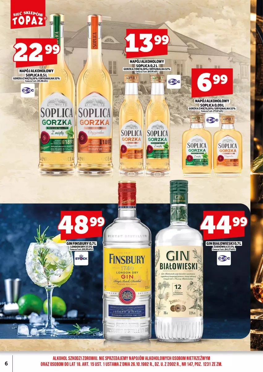Gazetka promocyjna Topaz - Gazetka - ważna 01.10 do 15.10.2026 - strona 8 - produkty: Gin, Napój, Soplica
