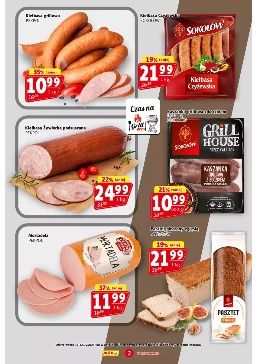 Gazetka promocyjna Prim Market - ważna 16.05 do 22.05.2024 - strona 2 - produkty: Grill, Kiełbasa, Kosz, Pasztet, Pekpol, Piec, Sok, Sokołów