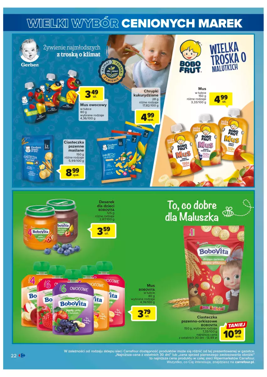Gazetka promocyjna Carrefour - Gazetka Wielki wybór cenionych marek - ważna 30.05 do 10.06.2023 - strona 22 - produkty: BoboVita, Chrupki, Mus