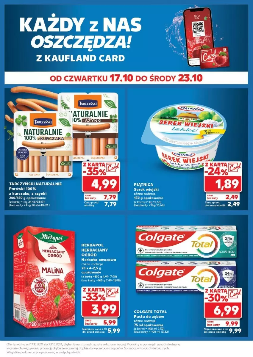 Gazetka promocyjna Kaufland - ważna 21.10 do 23.10.2024 - strona 22 - produkty: Colgate, Colgate Total, Kurczak, LG, Ogród, Parówki, Pasta do zębów, Piątnica, Ser, Serek, Serek wiejski, Tarczyński