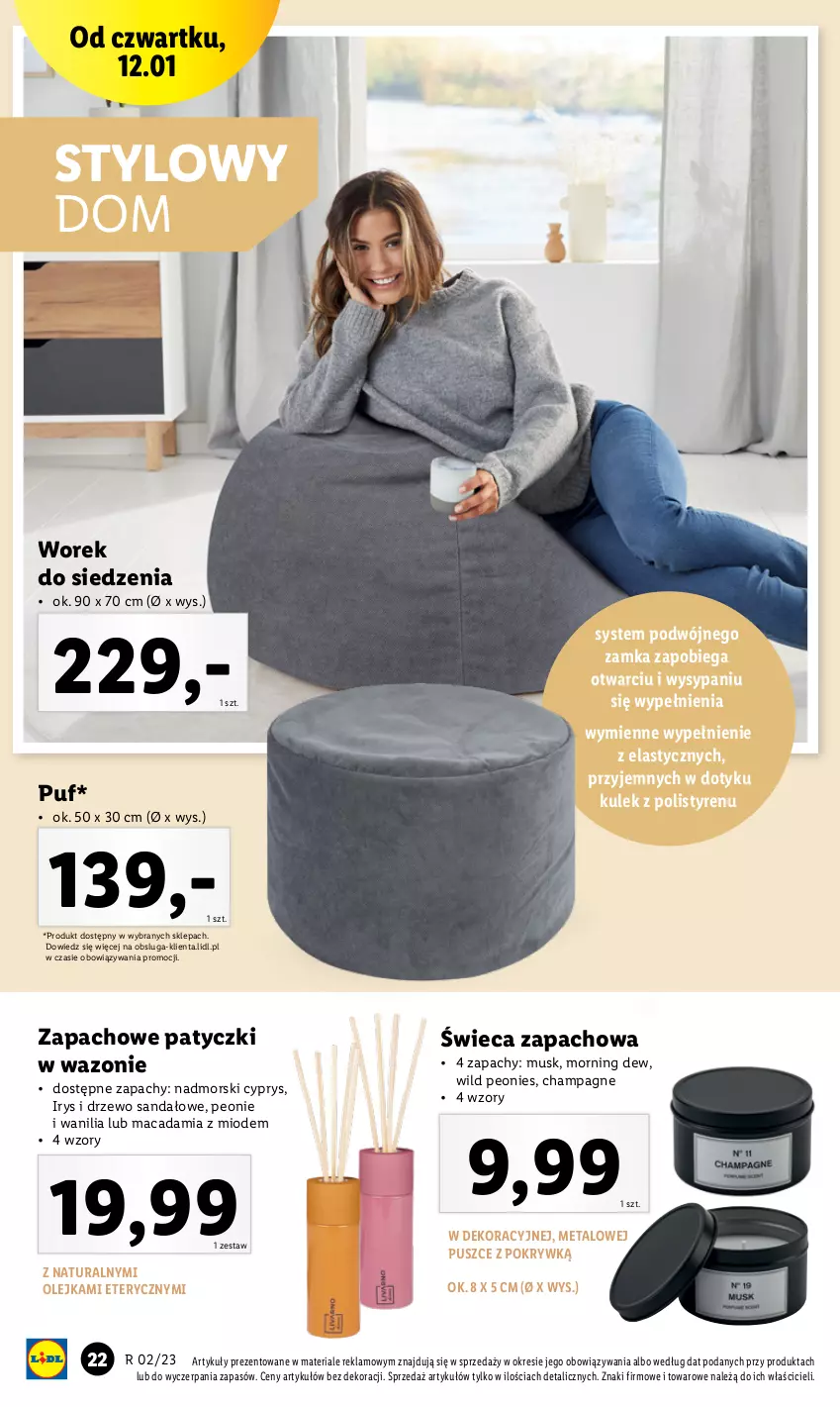 Gazetka promocyjna Lidl - GAZETKA - ważna 09.01 do 14.01.2023 - strona 22 - produkty: Mus, Olej, Puf, Sandał, Wazon