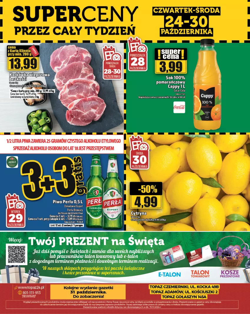 Gazetka promocyjna Topaz - Gazetka - ważna 24.10 do 30.10.2024 - strona 34 - produkty: Cappy, Coca-Cola, Gra, Mule, Piwa, Top