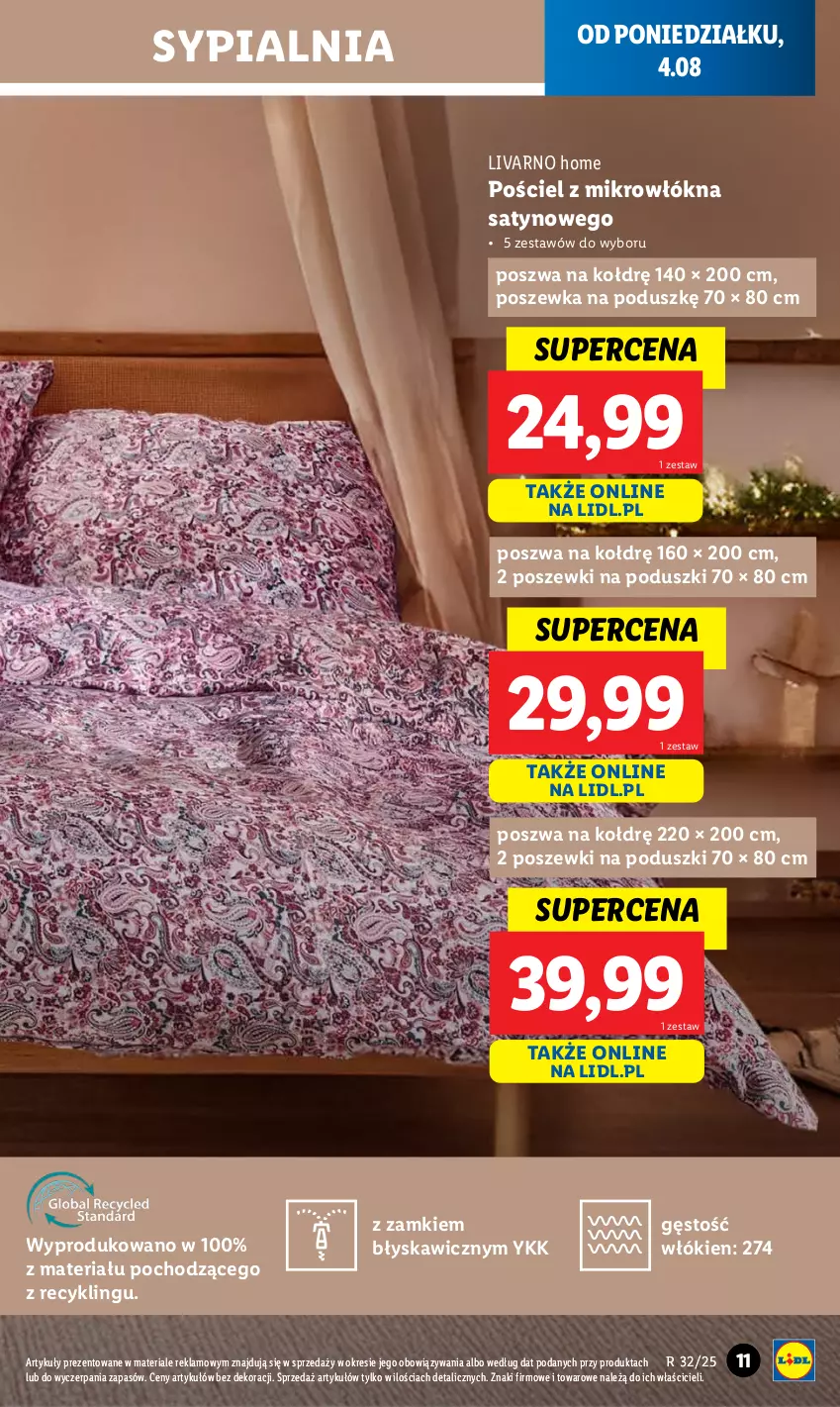 Gazetka promocyjna Lidl - GAZETKA - ważna 04.08 do 10.08.2025 - strona 11 - produkty: Ivar, Pościel, Poszewka, Sypialnia