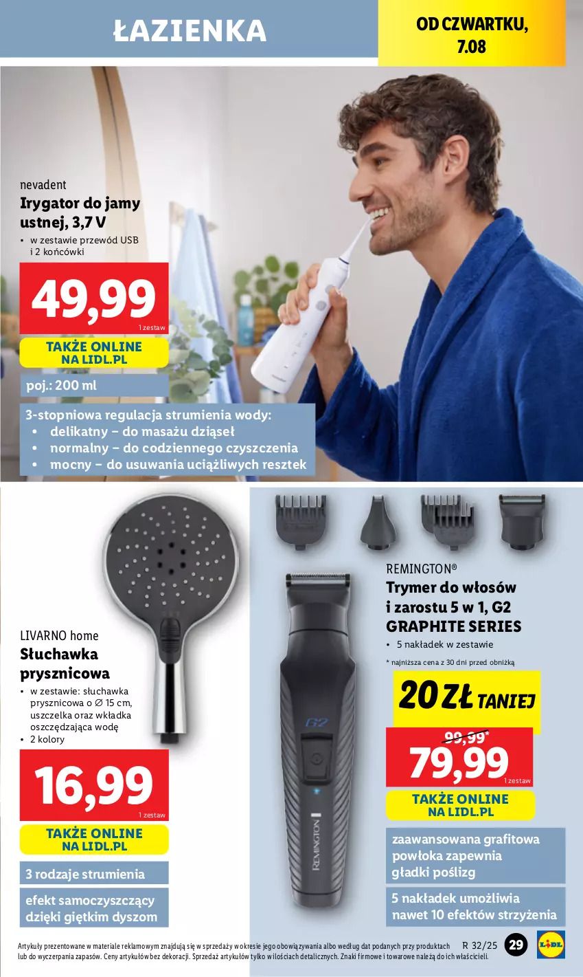Gazetka promocyjna Lidl - GAZETKA - ważna 04.08 do 10.08.2025 - strona 33 - produkty: Gra, Irygator, Ivar, Przewód, Remington, Rum, Ser, Słuchawka prysznicowa, Top